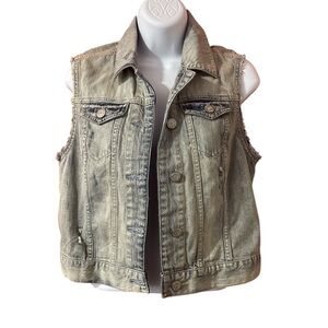 Aeropostale Distressed Denim Vest Women M
